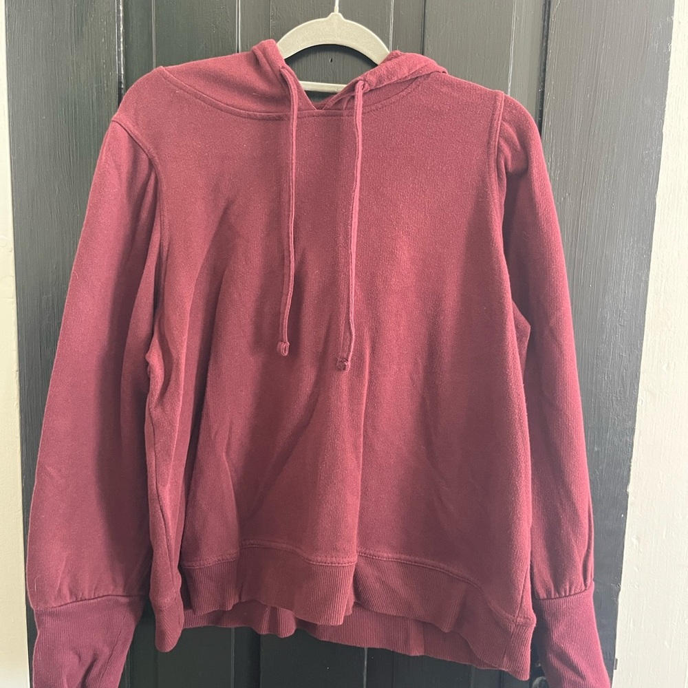 Nine West Burgundy Hooded Pullover Sweatshirt